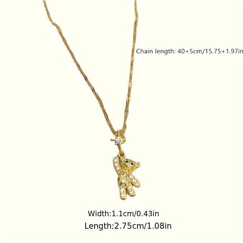 Stainless Steel Chain Cute Bear Pendant Necklace For Women Jewelry Chain Necklace