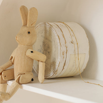 Double Layer Necklace - Stainless Steel Beads with Rhinestone