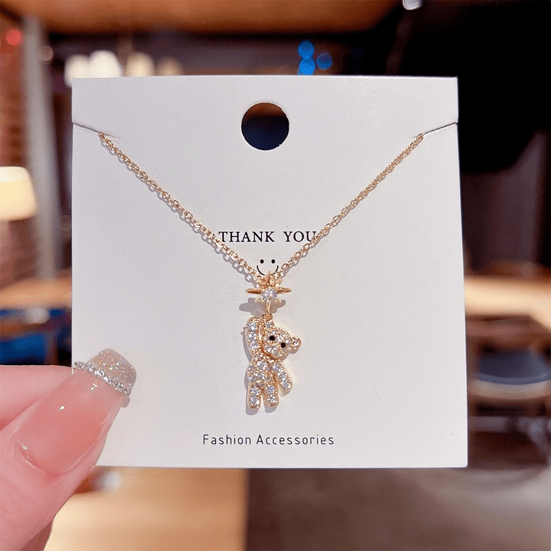 Stainless Steel Chain Cute Bear Pendant Necklace For Women Jewelry Chain Necklace