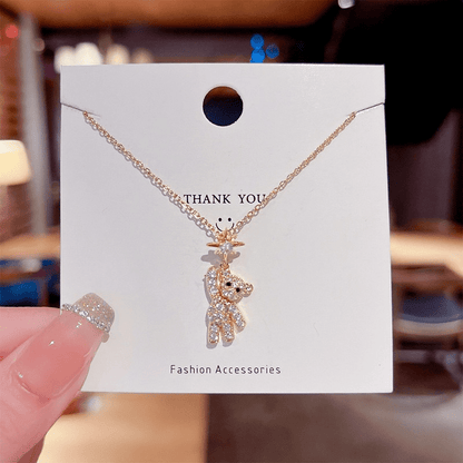 Stainless Steel Chain Cute Bear Pendant Necklace For Women Jewelry Chain Necklace