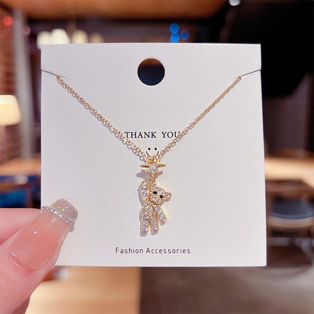 Stainless Steel Chain Cute Bear Pendant Necklace For Women Jewelry Chain Necklace