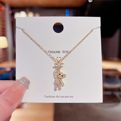 Stainless Steel Chain Cute Bear Pendant Necklace For Women Jewelry Chain Necklace