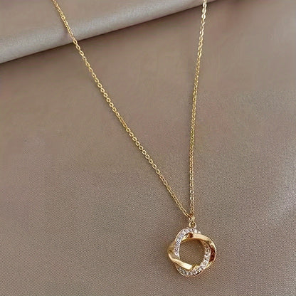 Golden Pendant With Faux Diamond Inlays