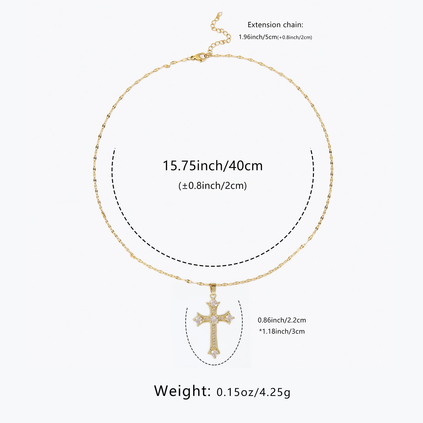 Fashion Pendant Necklace with Cross Charm Elegant Charm