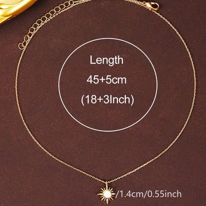Elegant 18K Golden Plated Copper Pendant Necklace with Rhinestone Sunburst Star Design