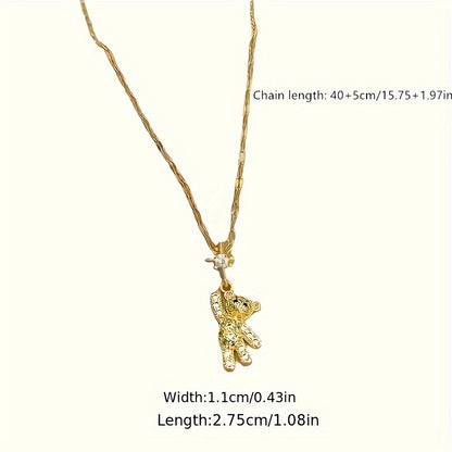 Stainless Steel Chain Cute Bear Pendant Necklace For Women Jewelry Chain Necklace